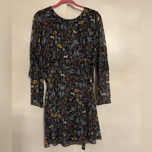 LC Lauren Conrad Bluish Floral Long Sleeve Dress